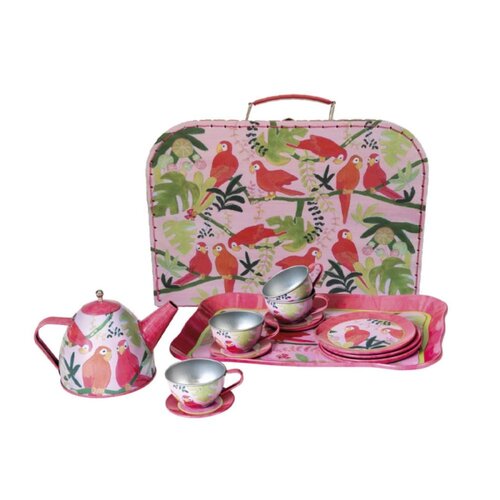 TIN TEA SET PARROT