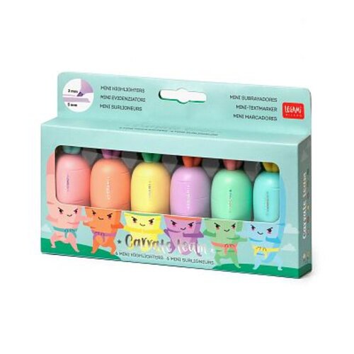 SET OF 6 MINI HIGHLIGHTERS - CARRATE TEAM - CARROT