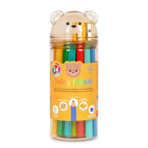 24 COLOURING PENCILS SHARPENER - TEDDY FRIENDS - TEDDY BEAR