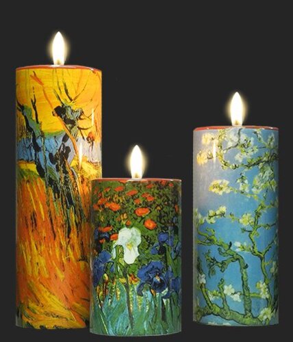 set 3 van Gogh Willows/Blossoms CANDLE VASE